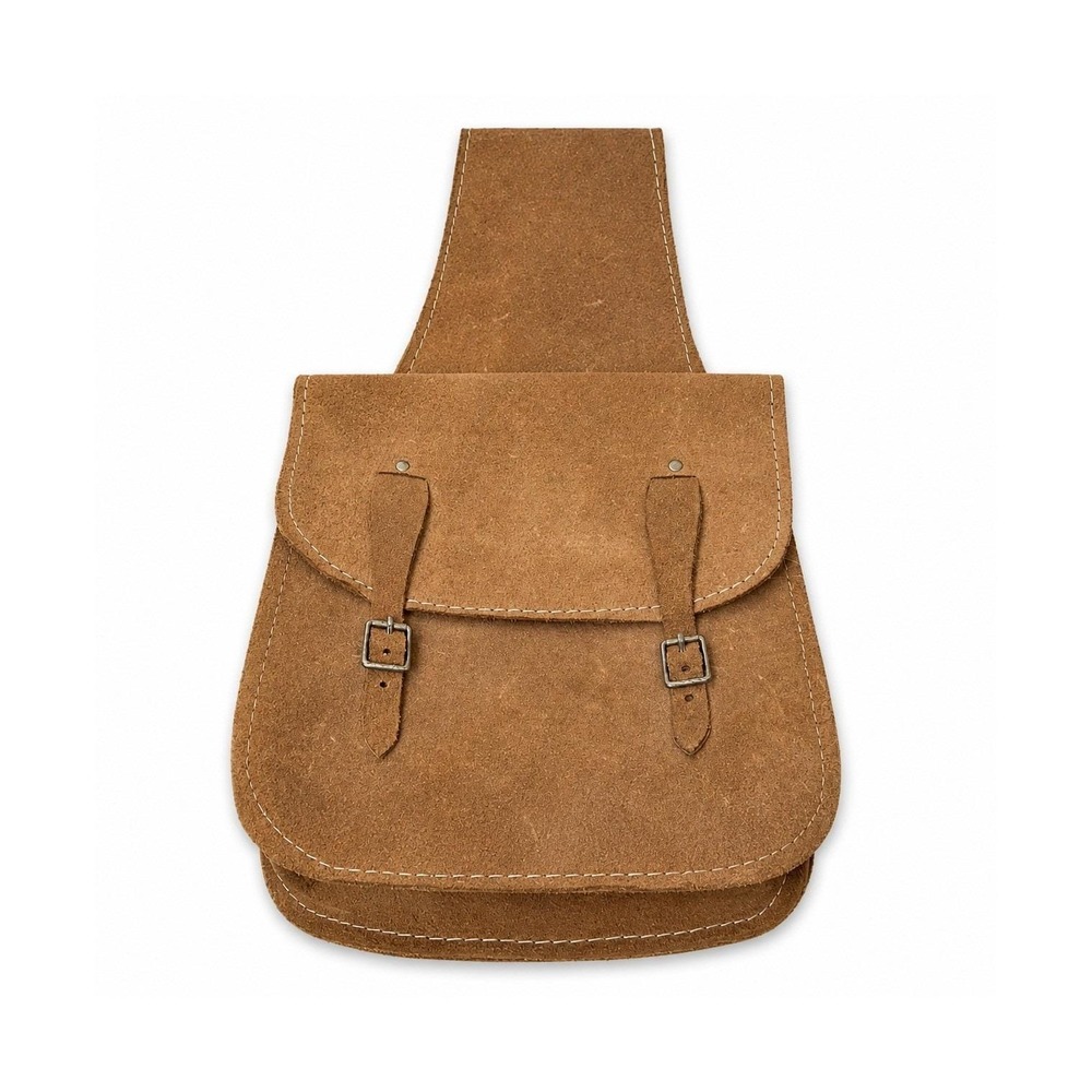 Unbranded Suede‎ Leather Horse Saddle Bags Unisex OS Brown Western Buckle Rugged
